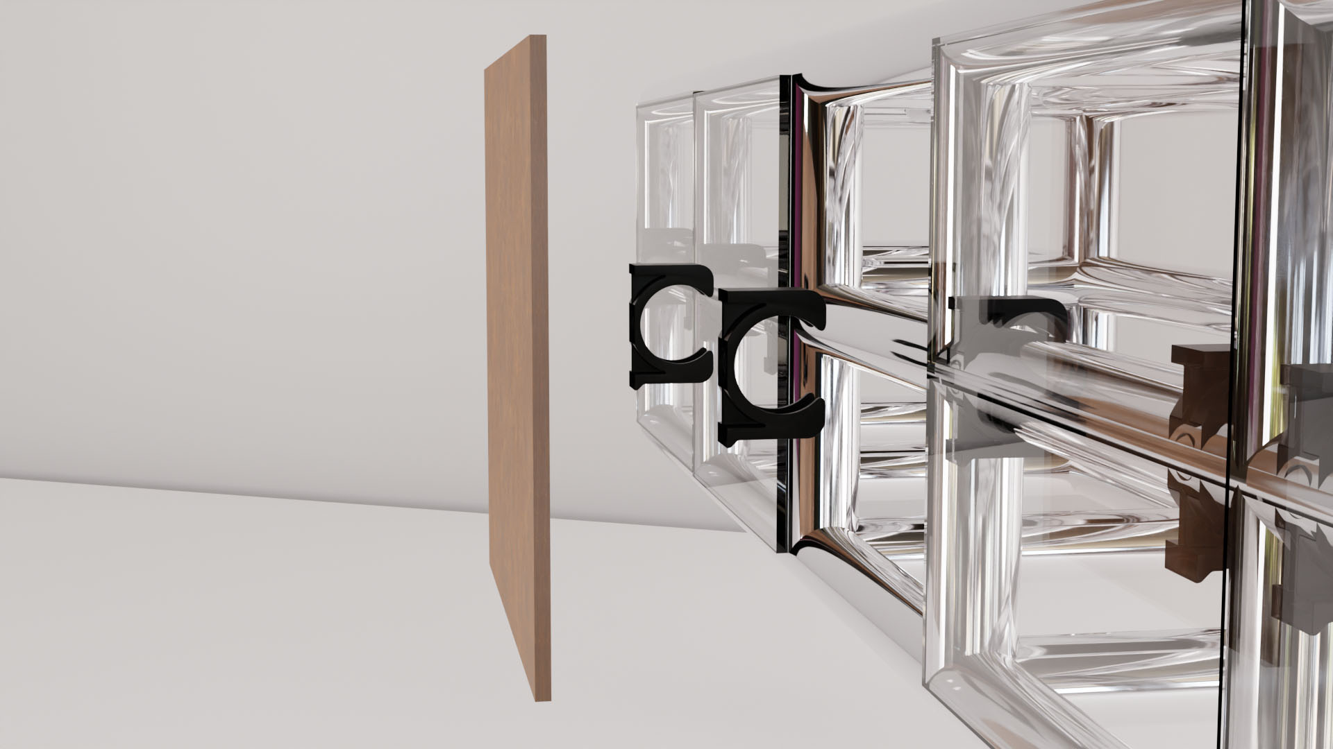 Assemblage métallique et panneau en bois.