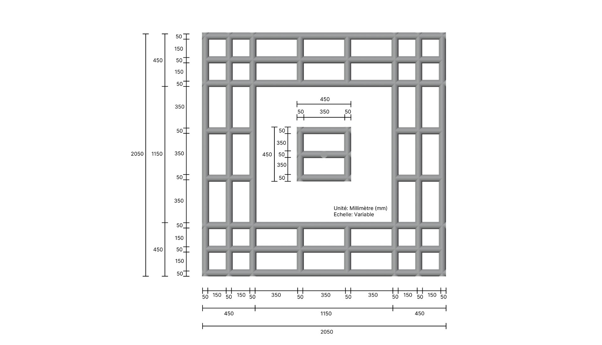 Plan coté de la structure.
