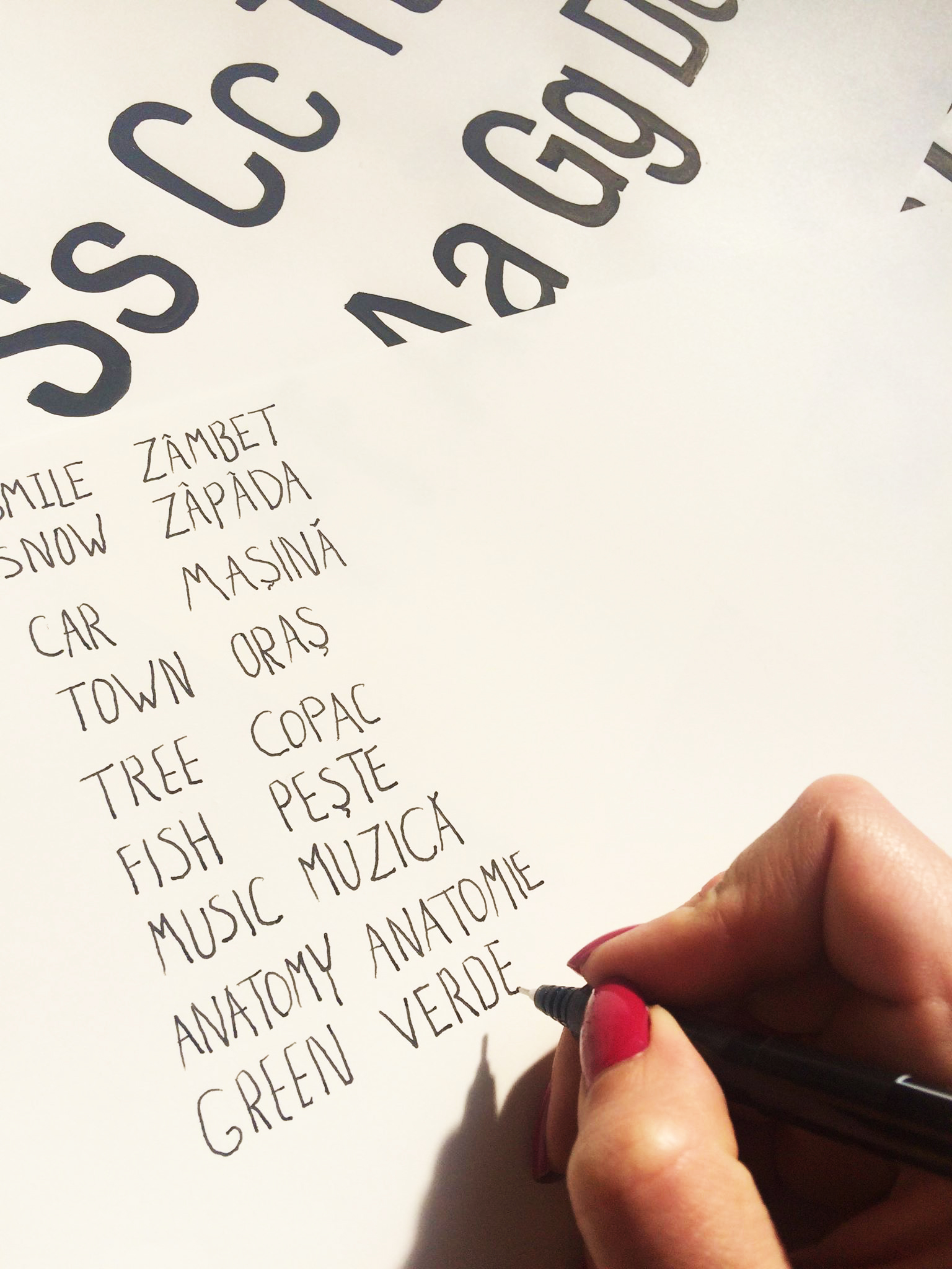 Handwritten letters and words.