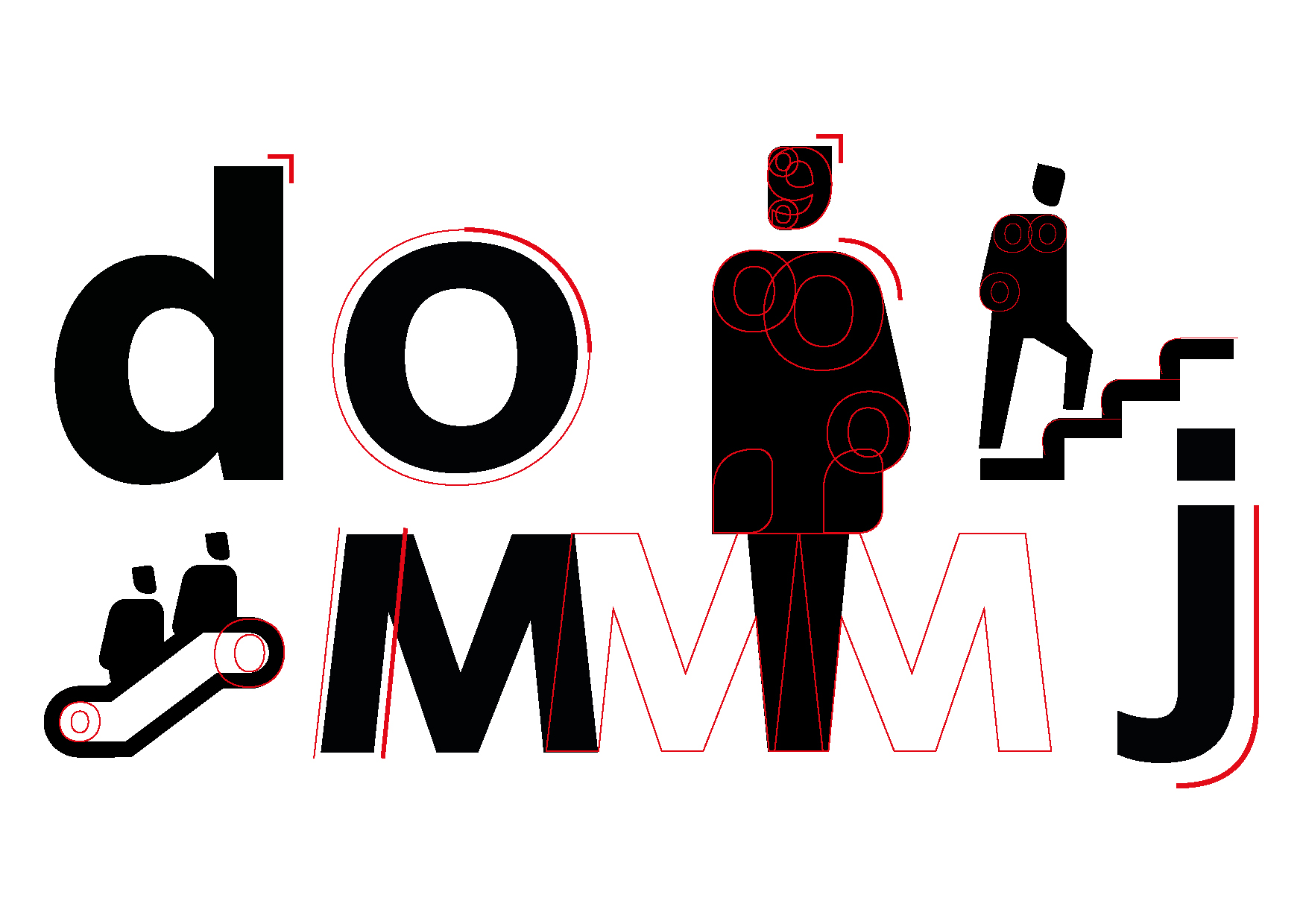 Overlapping letters and figures.