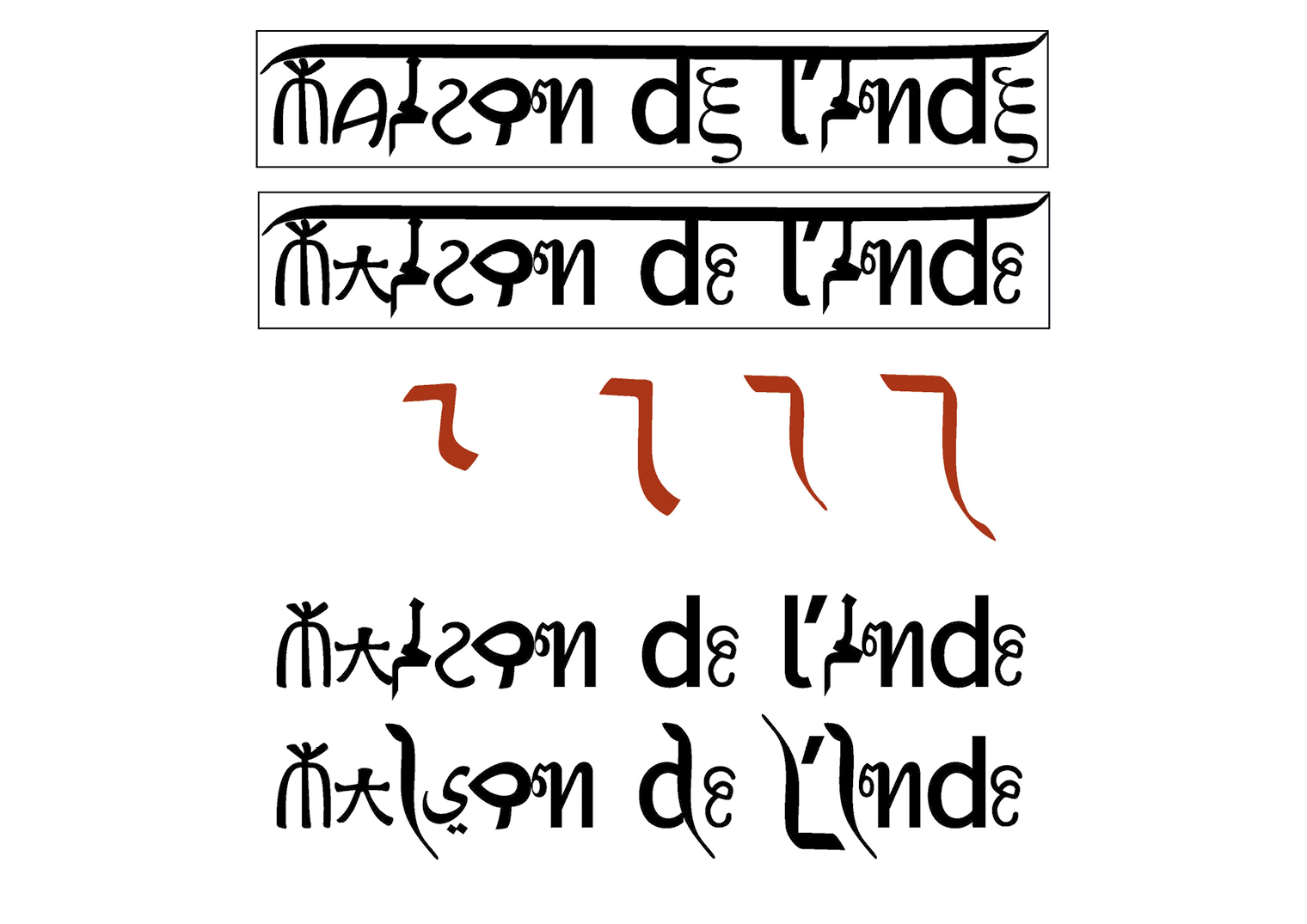 Variantes de lettrage et de caractères.