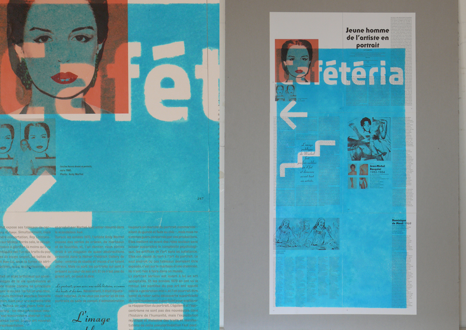 Blue cafeteria panels.