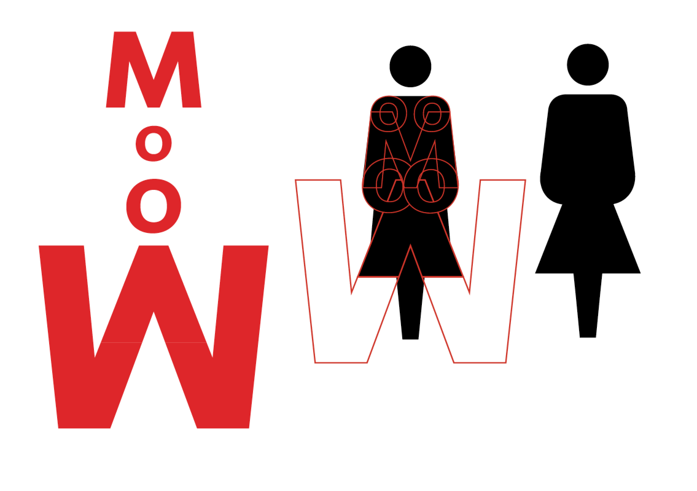 Figure study with red letters.