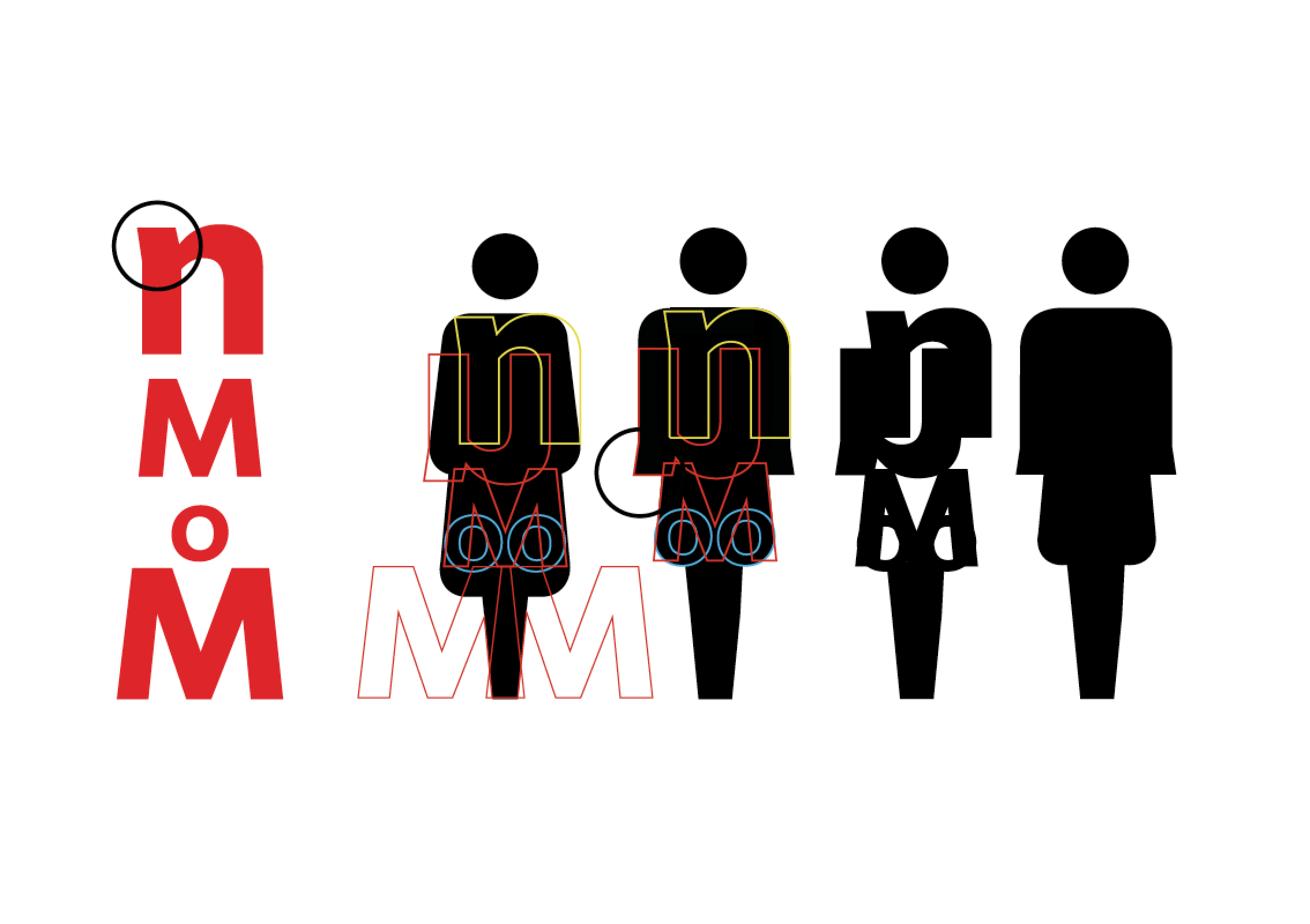 Figure studies with overlapping letters.