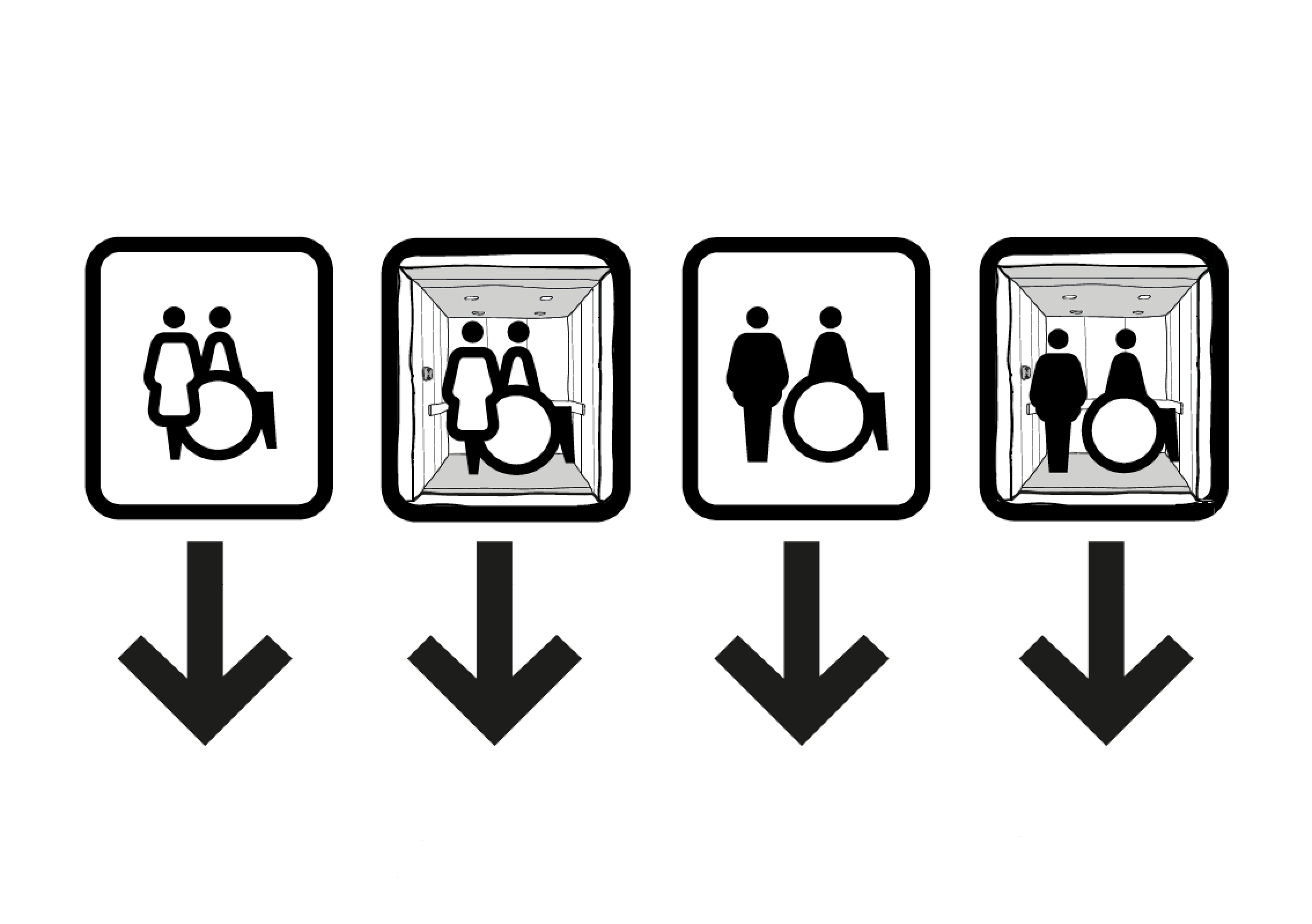 Lift pictograms and arrows.