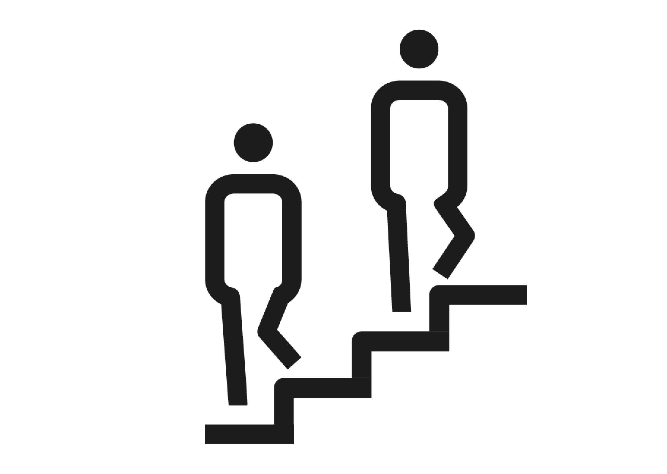 Two pictograms on stairs.