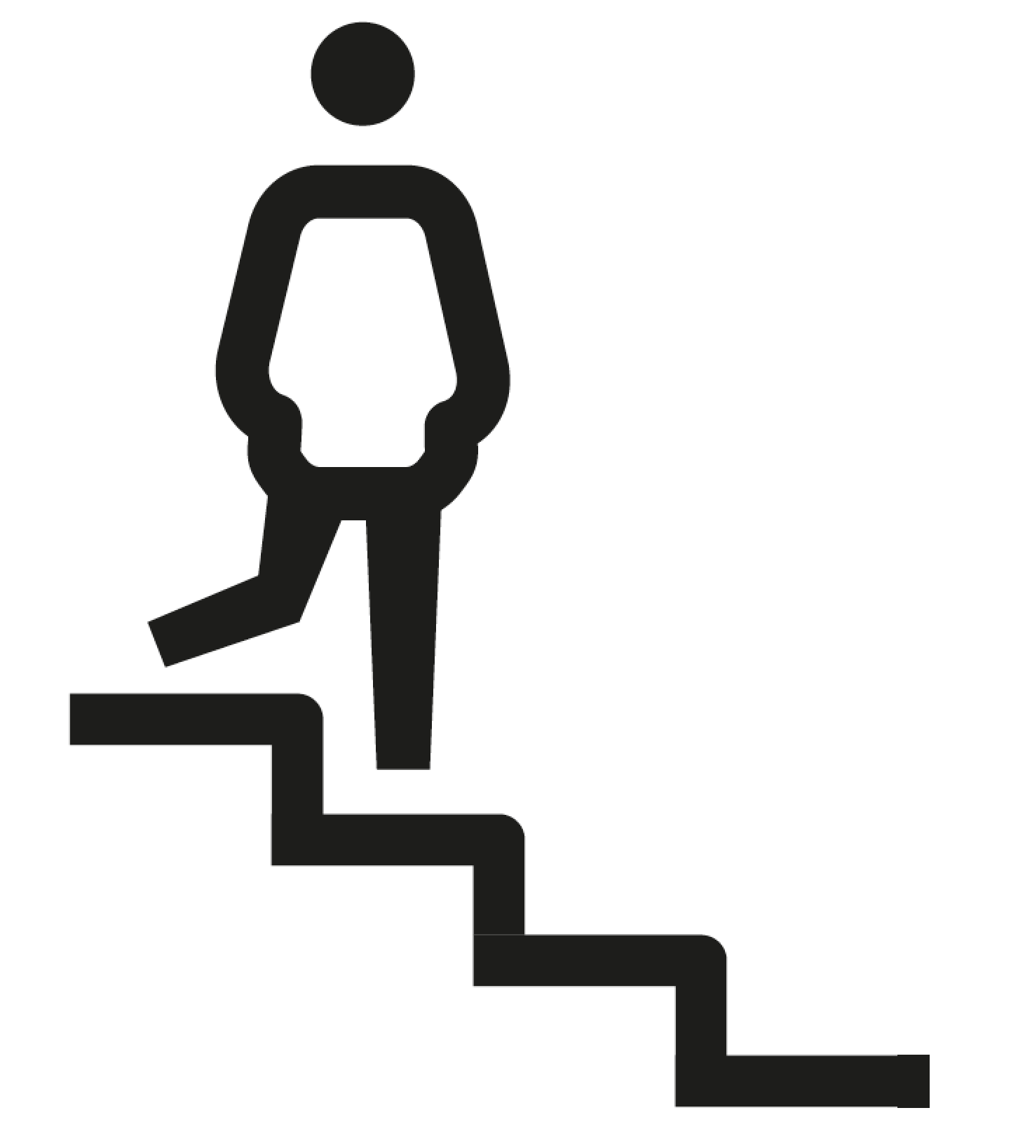 Pictogram of a person on stairs.