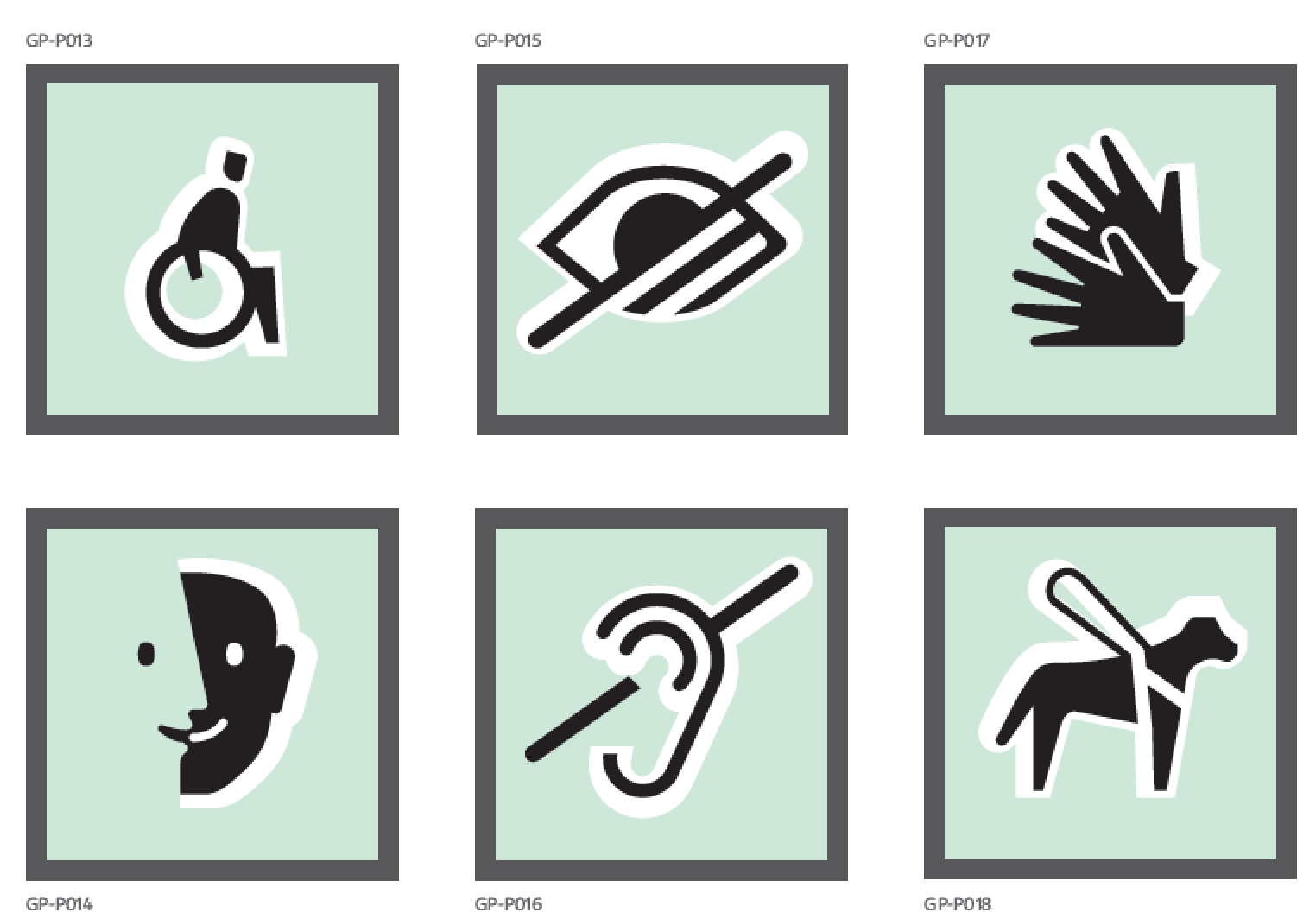 Accessibility pictograms.
