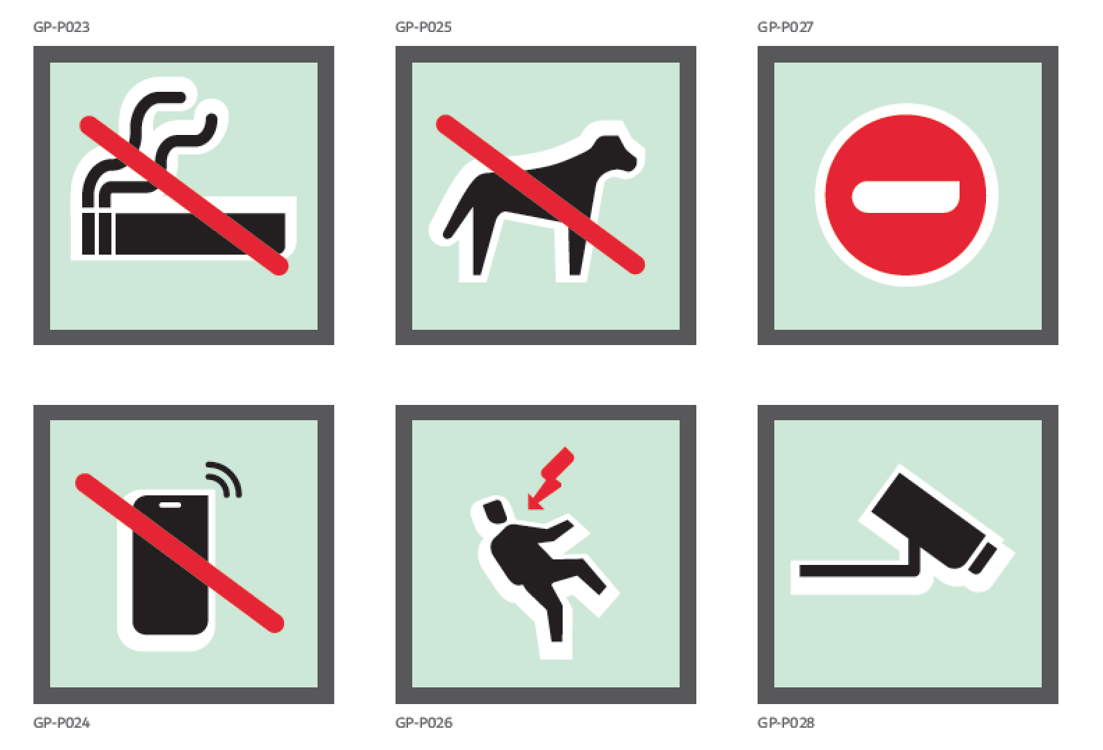 Prohibition pictograms.