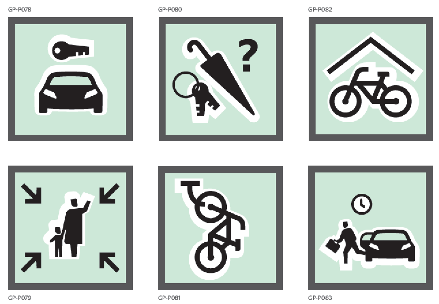 Transport and key pictograms.