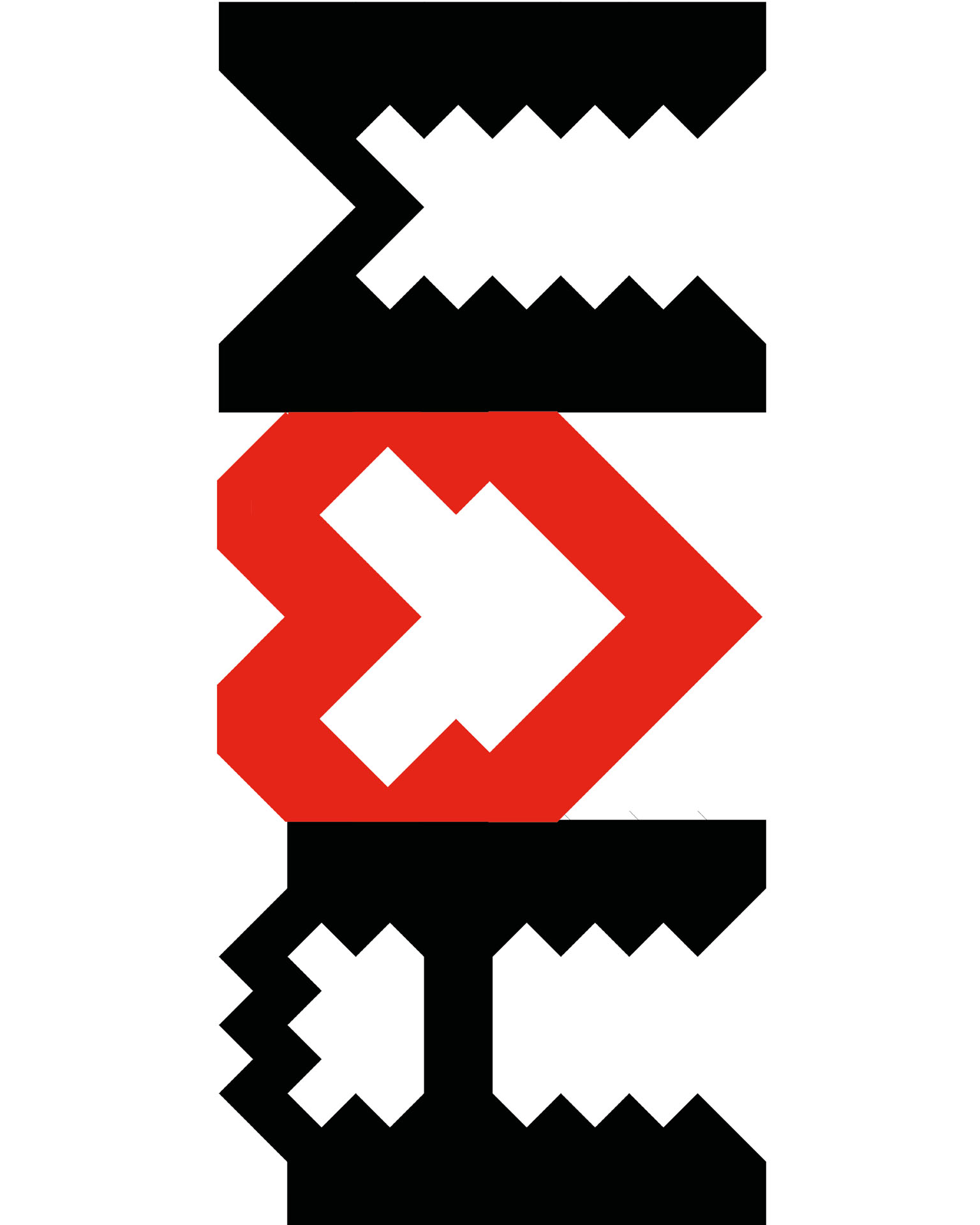Black and red geometric shapes.