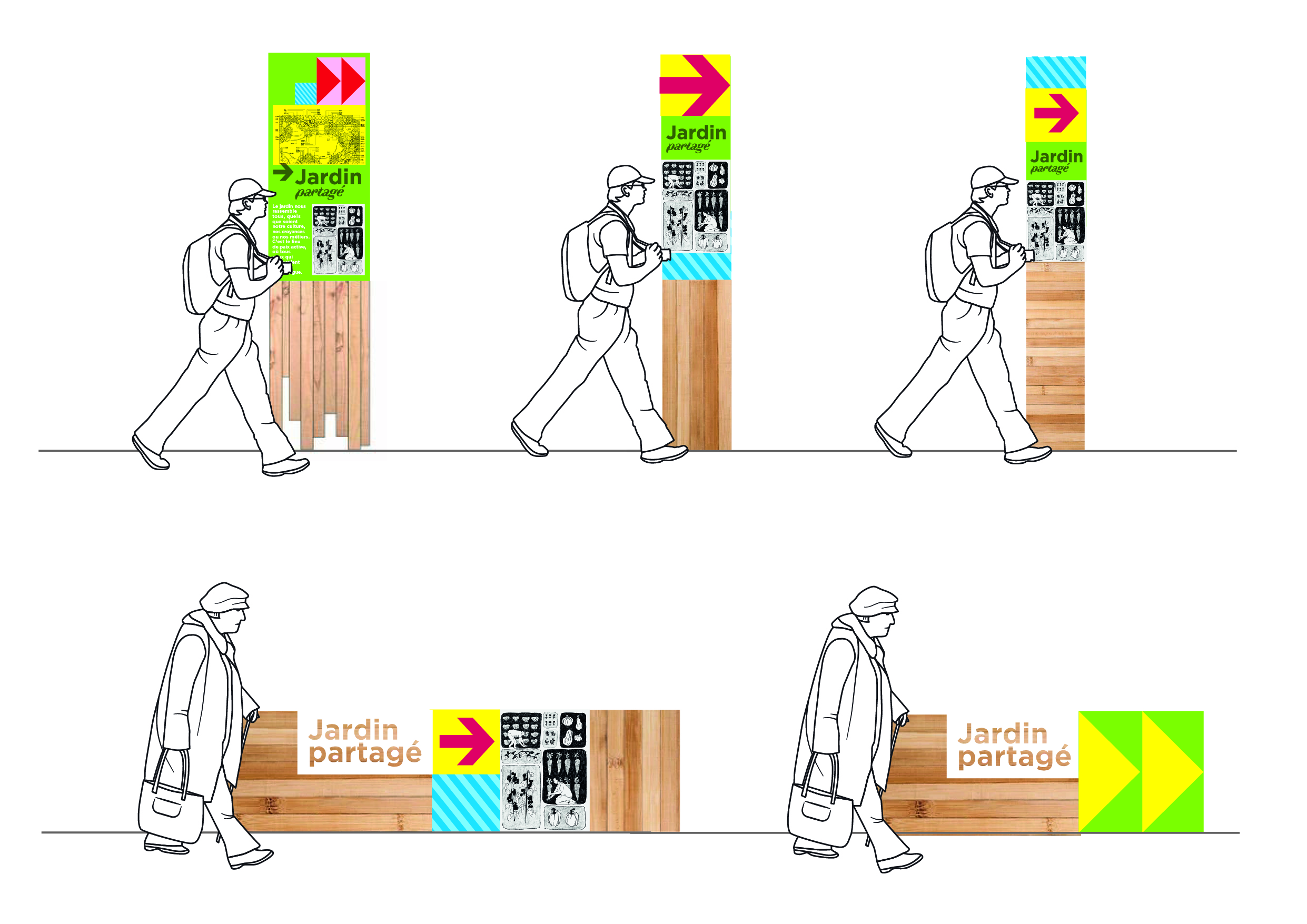 Drawings of totems and signs.